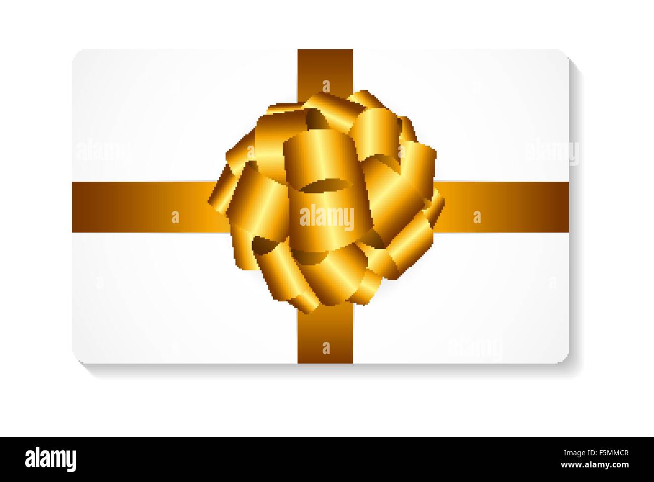 Gift Card with Gold Bow and Ribbon Vector Illustration Stock Vector ...