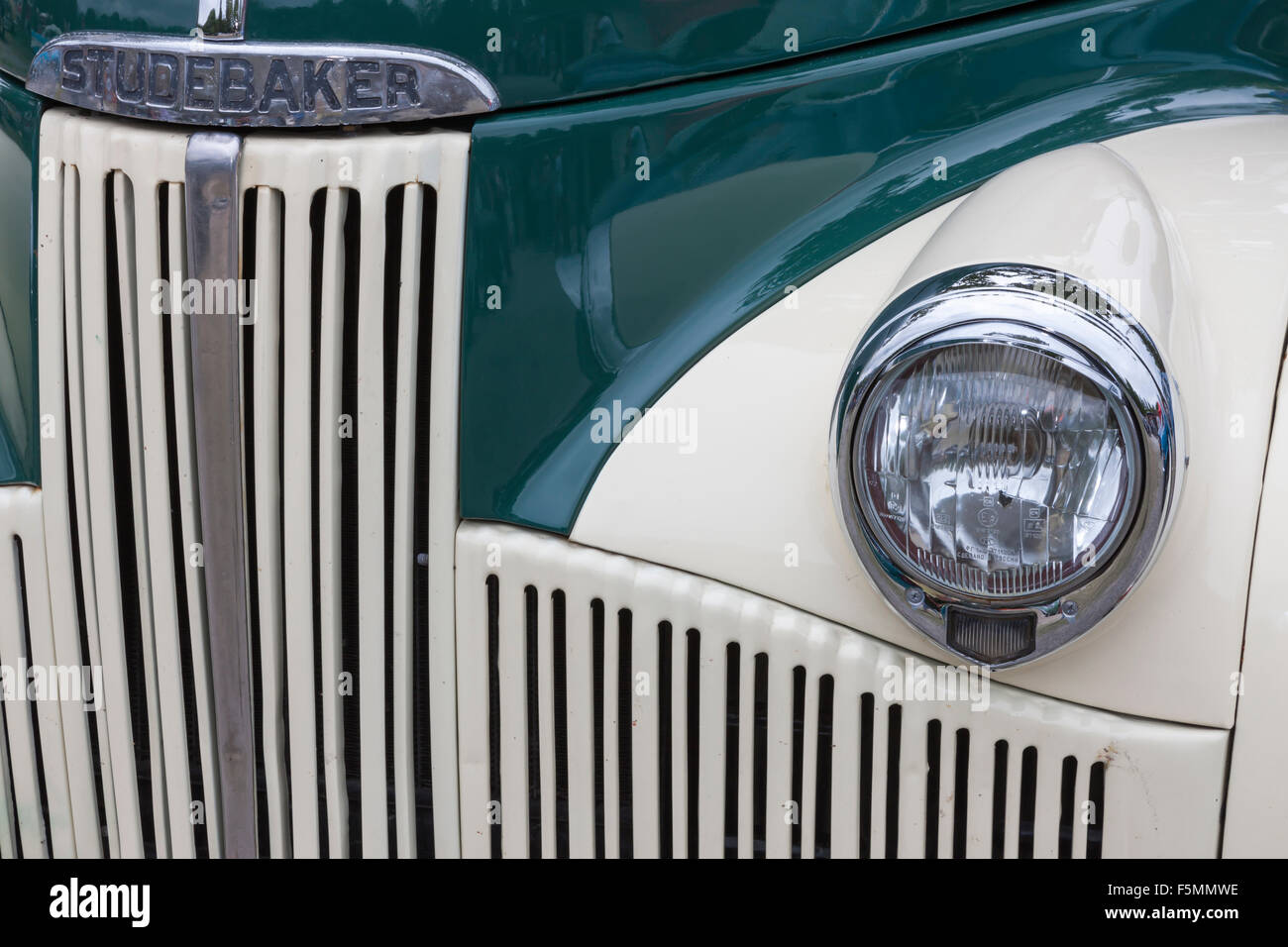 American vintage car, close-up of Studebaker front detail Stock Photo