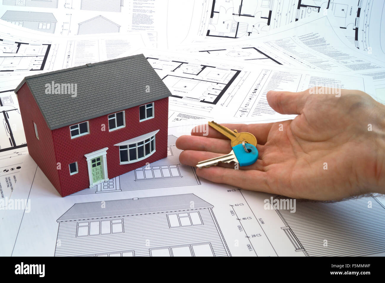 House and building plans or blueprint Stock Photo