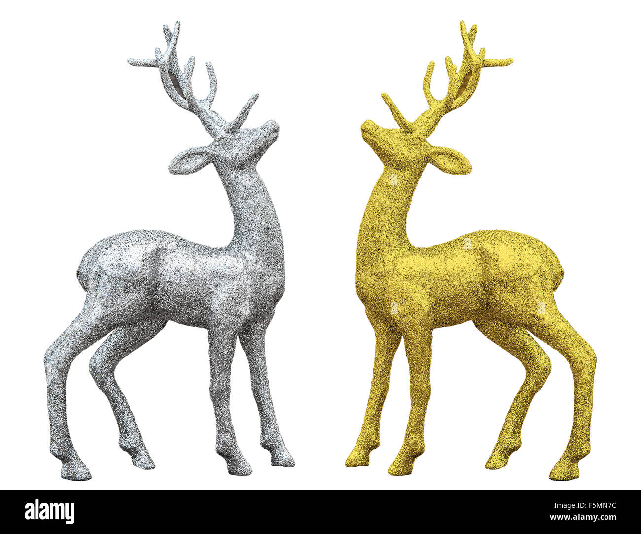 Christmas deer silver and gold isolated on white background Stock Photo