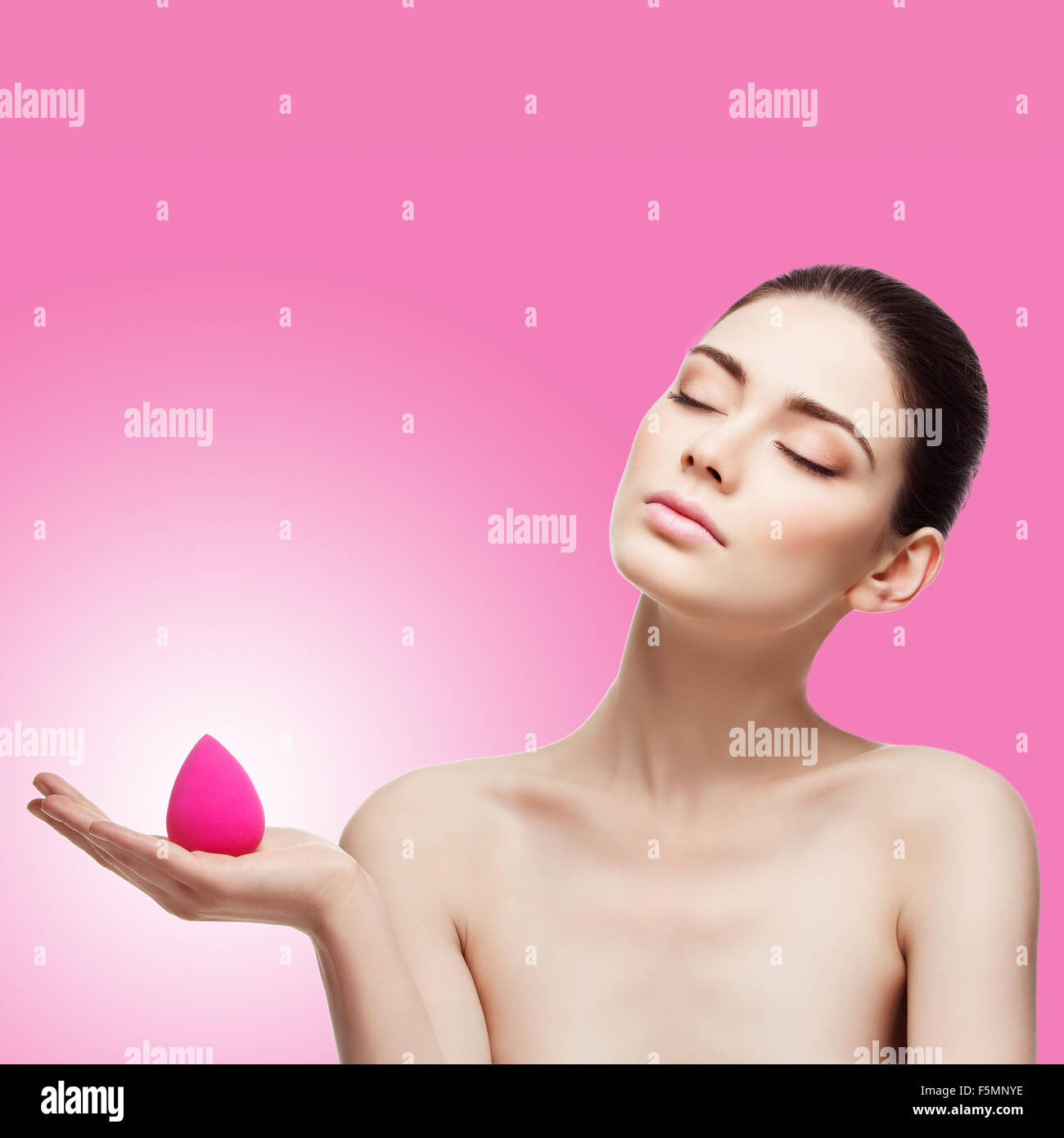 Girl with beauty sponge Stock Photo