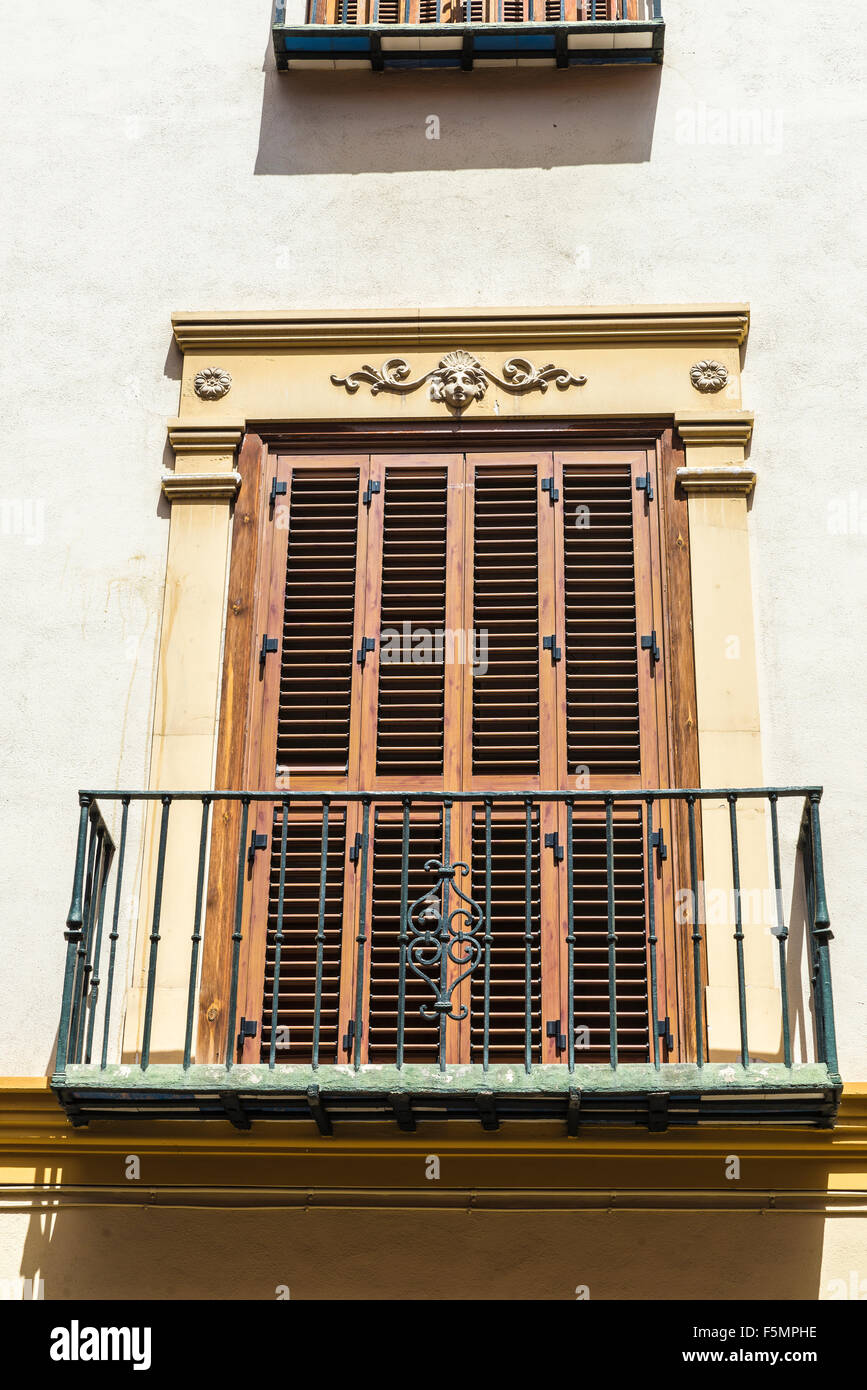 Balcony of a house in the old town of Granada, Andalusia, Spain Stock Photo