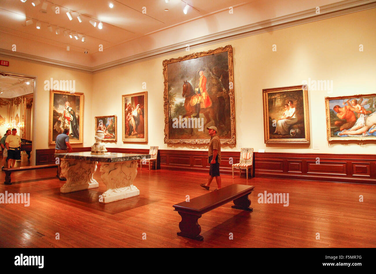 Patrons enjoy Renaissance and Baroque art in the galleries of the impressive Ringling Museum of