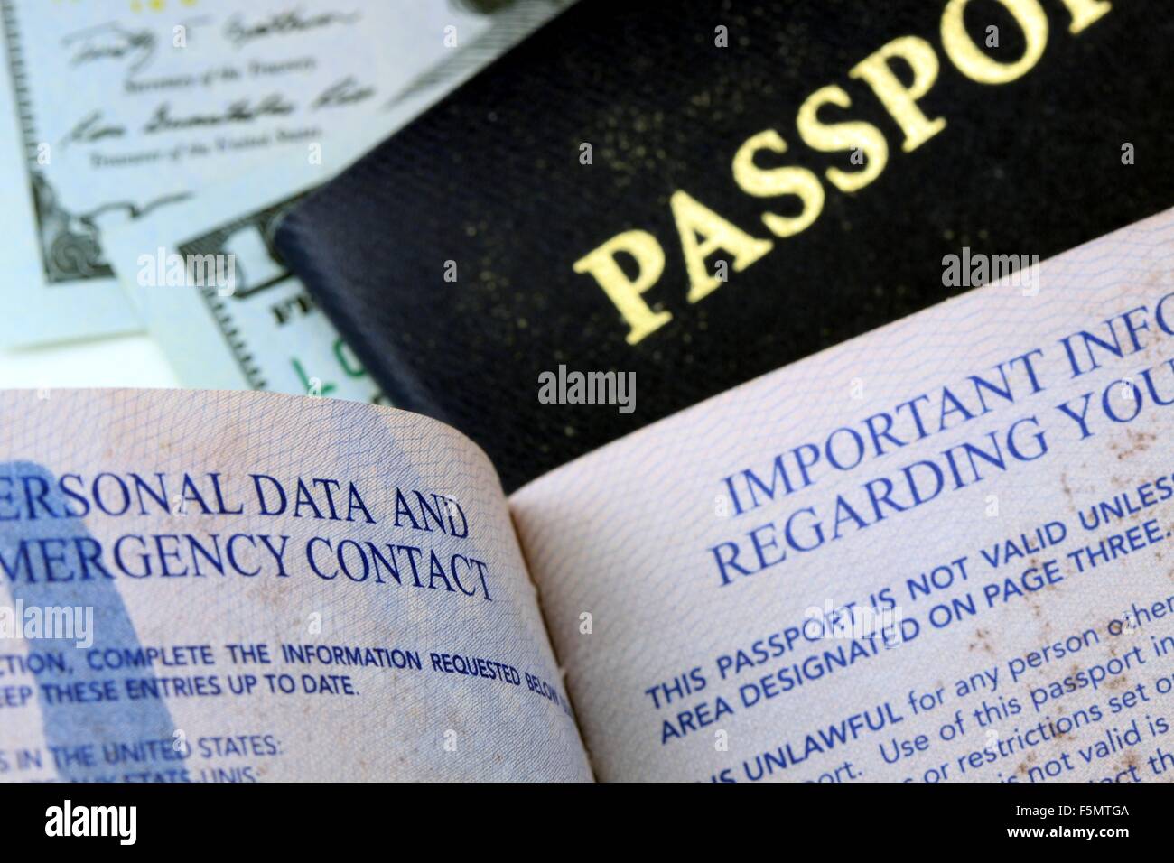 USA Passport travel documents Stock Photo