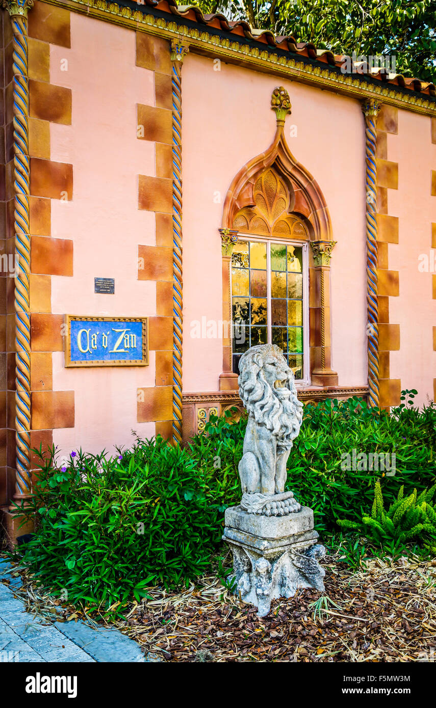 Entrance to the John and Mable Ringling's mansion, Ca'd'Zan, on the grounds of the Ringling Museum of Art in Sarasota, Florida Stock Photo