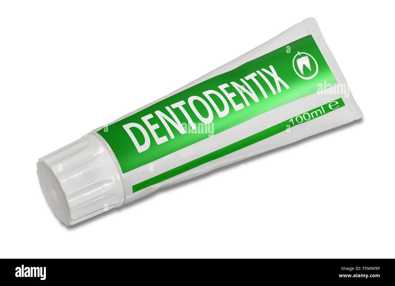 Fictive green toothpaste dentifrice tube for teeth brushing Stock Photo