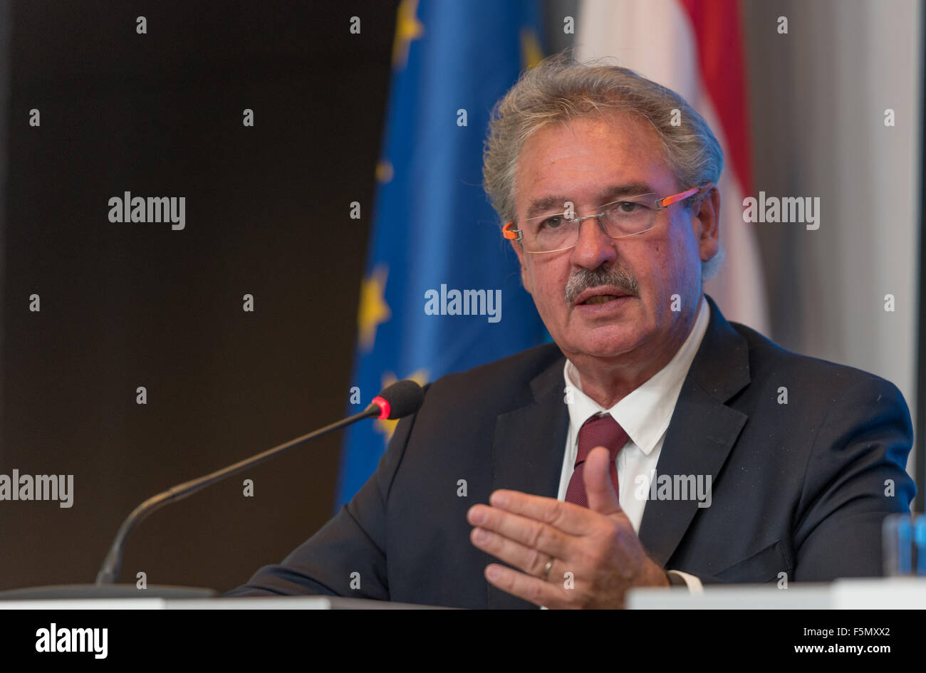 Luxembourg City, Luxembourg. 06th Nov, 2015. Luxembourg Minister for Foreign affairs Jean Asselborn talk during the Press conference at the end of the 12th Asia-Europe Foreign meeting, Foreign Ministers prepare ASEM's 20th anniversary to be celebrated at the 11th ASEM Summit in Mongolia, ministers exchanged views on ways to promote deeper Asia-Europe cooperation in the field of peace, security, human right and development. Credit:  Jonathan Raa/Pacific Press/Alamy Live News Stock Photo