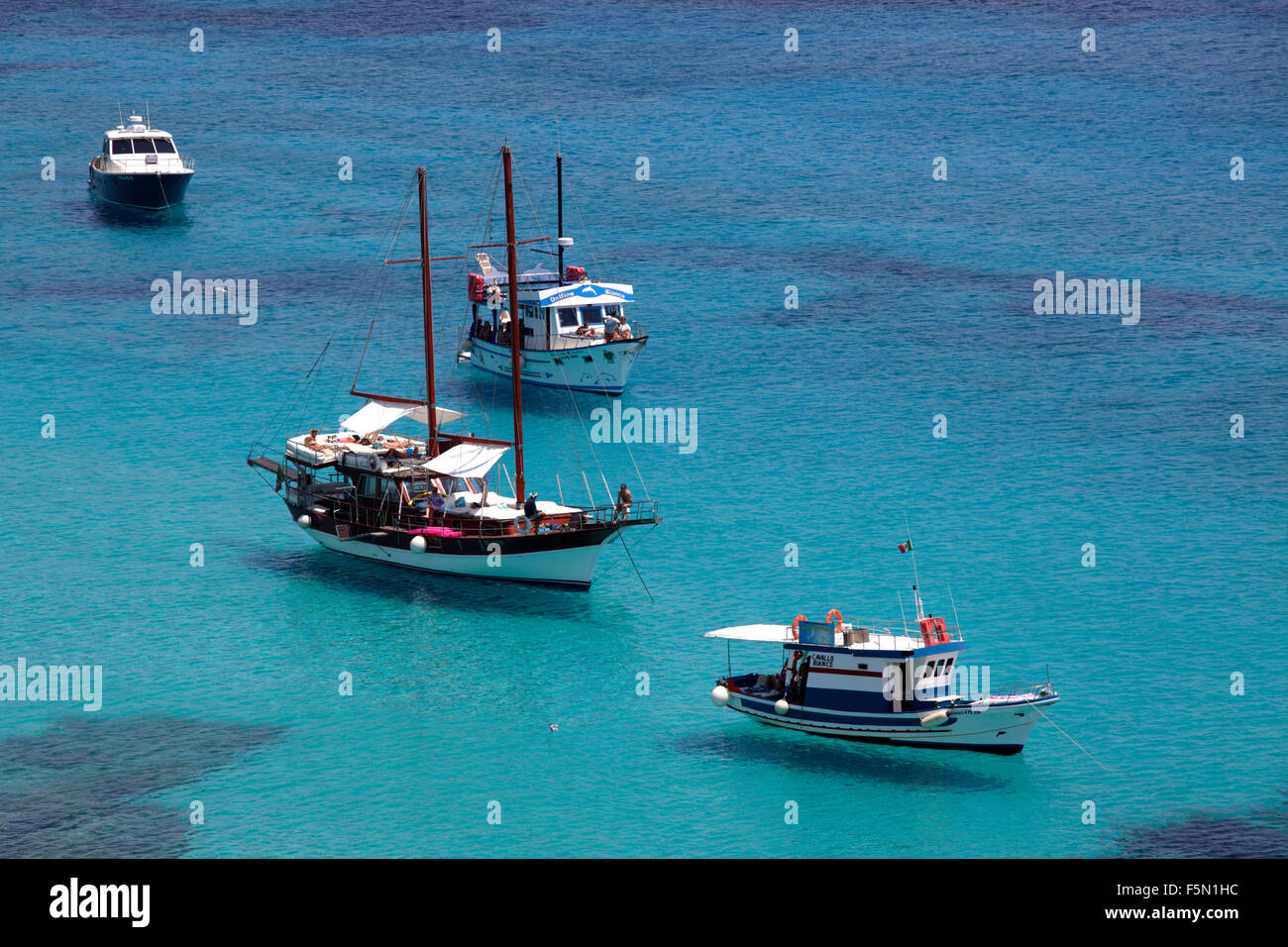 Flying boats at Tabaccara bay in Lampedusa, Italy Stock Photo