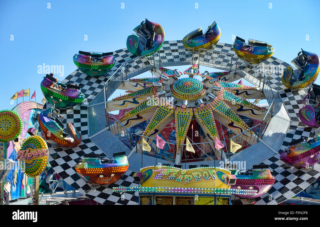 Amusement park ride at Oktoberfest in Munich, Germany Stock Photo