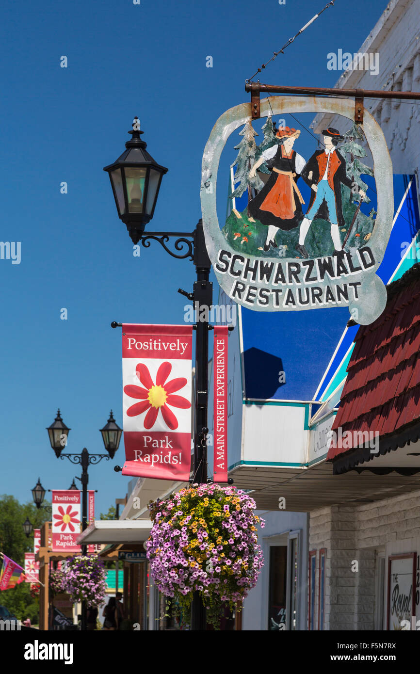Main Street Shops And Signs In Park Rapids Minnesota Usa Stock
