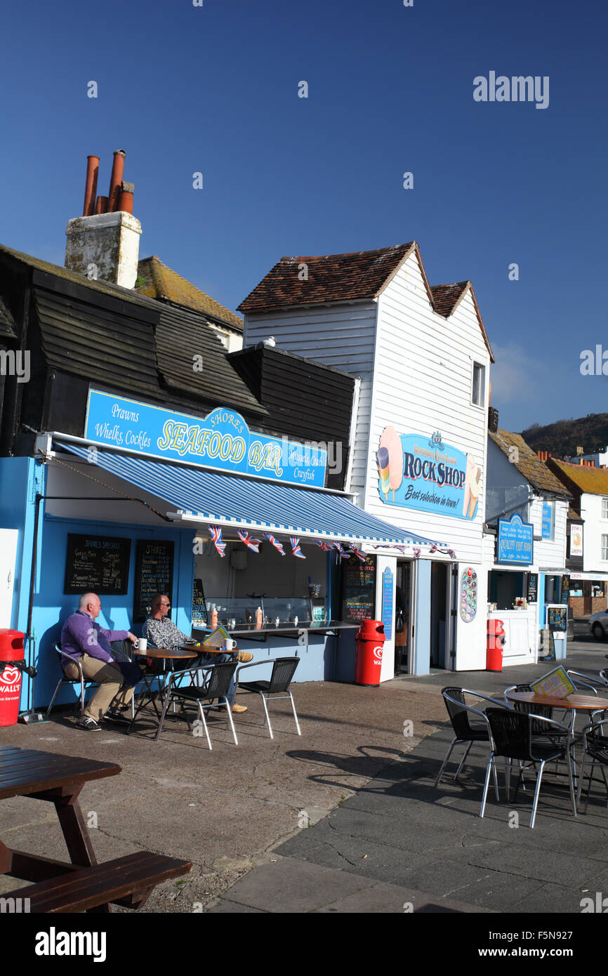 Shores Seafood Bar and Hastings Old Town Rock Shop, East Beach Street