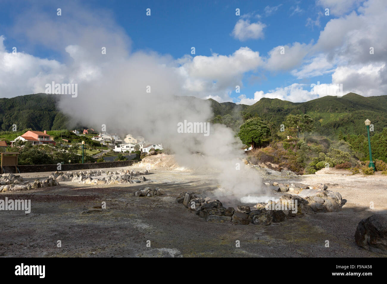 Portugal hot springs fountain pouring hot spring water hi-res stock ...