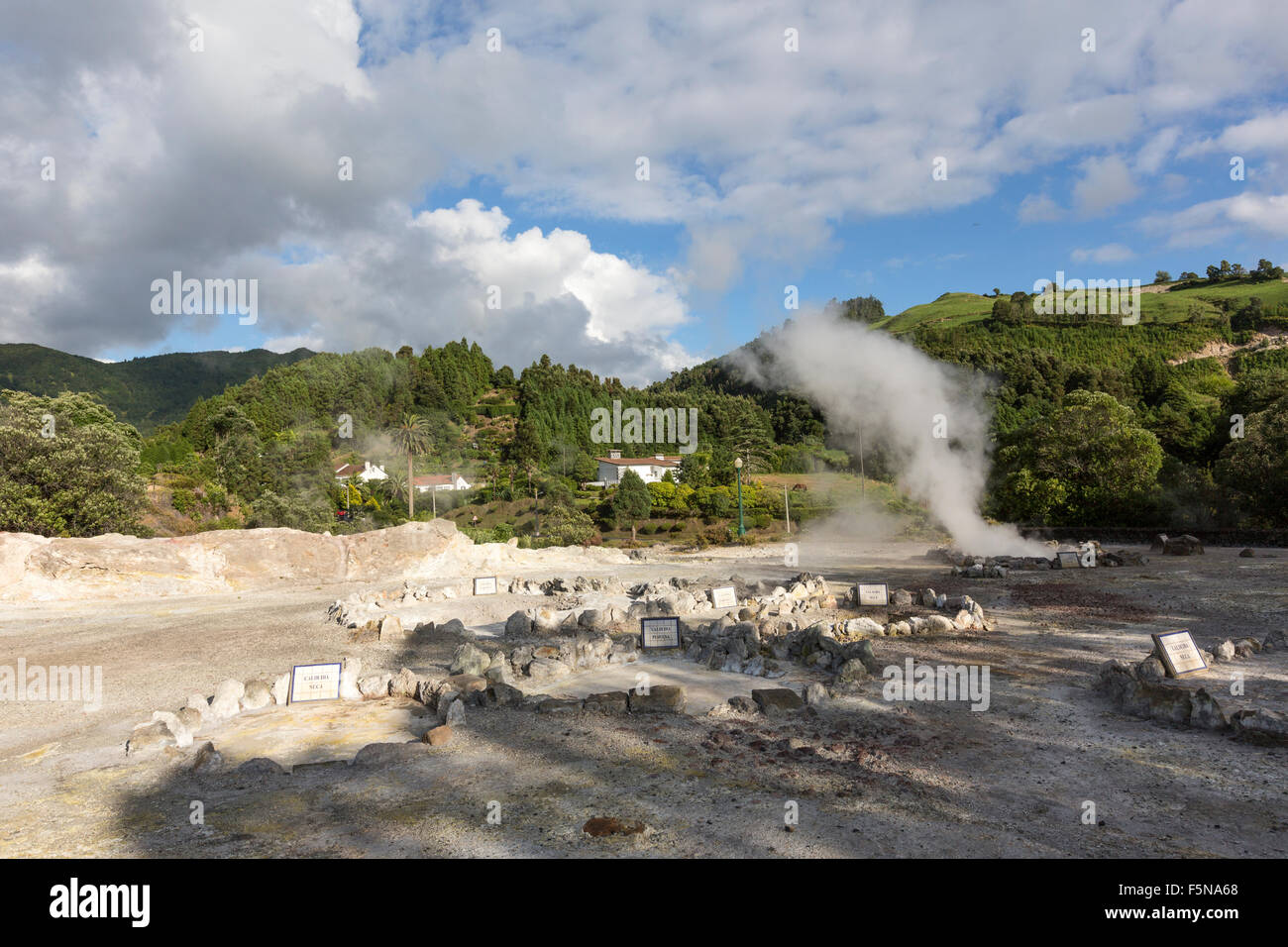 Portugal hot springs fountain pouring hot spring water hi-res stock ...