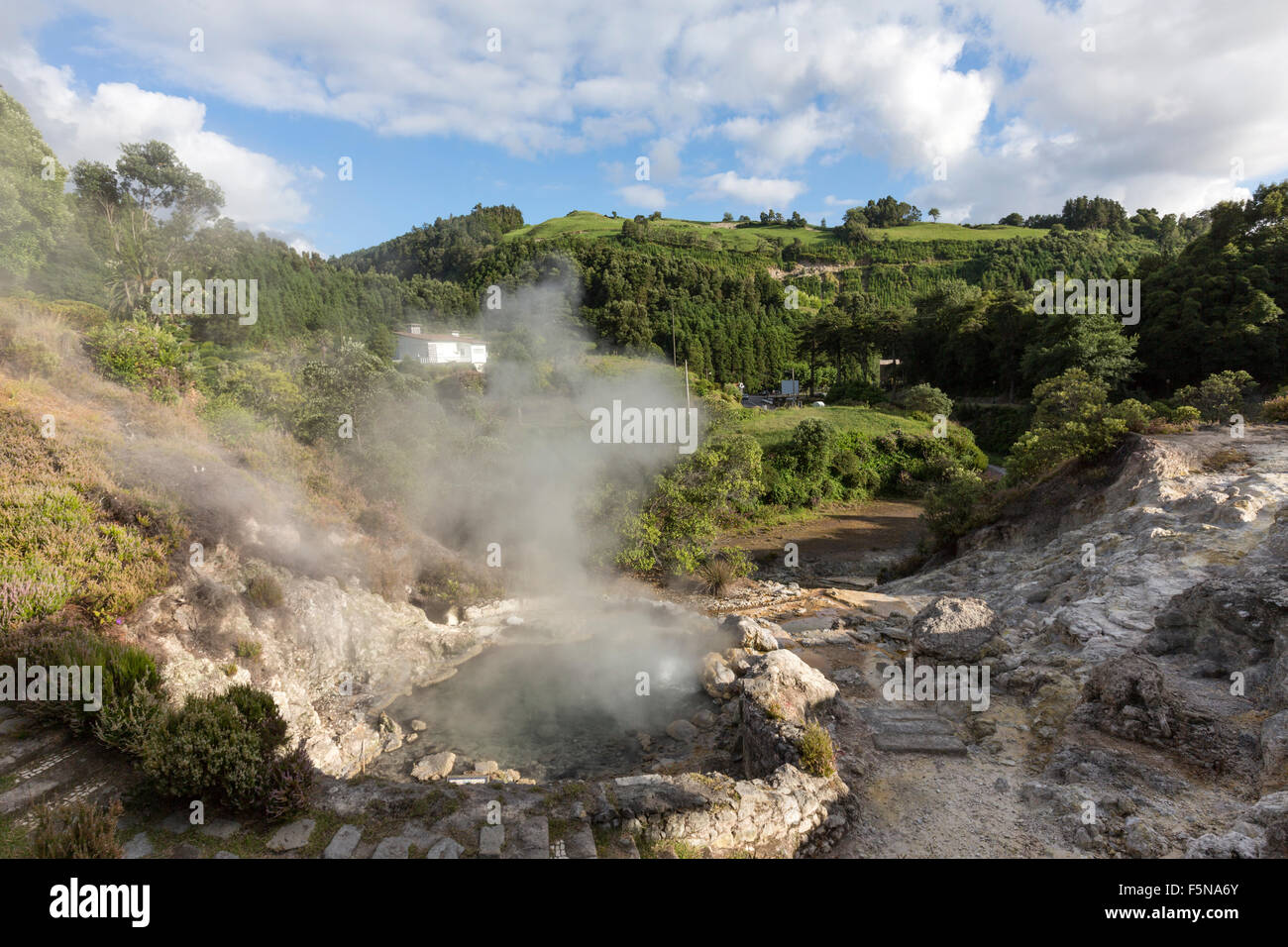 Portugal hot springs fountain pouring hot spring water hi-res stock ...