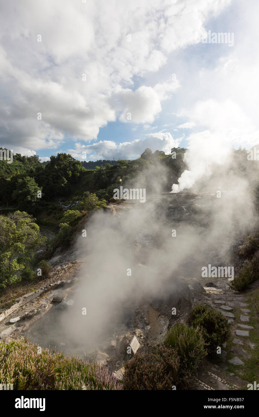 Portugal hot springs fountain pouring hot spring water hi-res stock ...