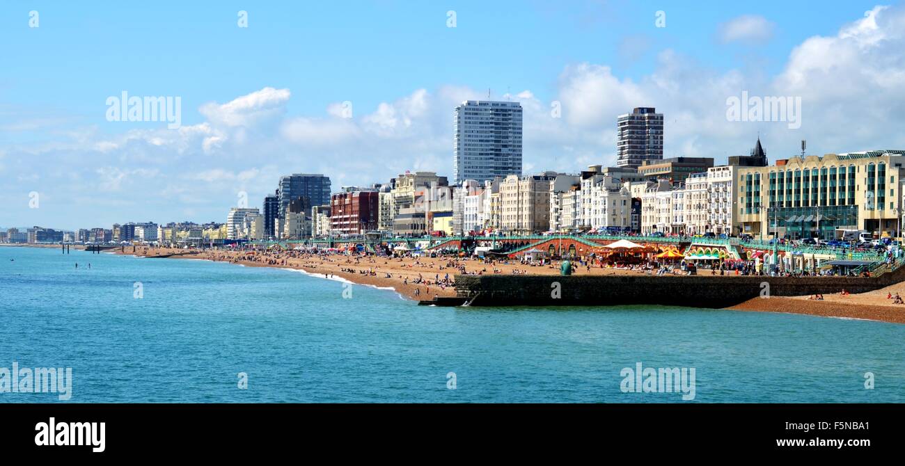 Looking across Brighton beach form the sea Stock Photo Alamy