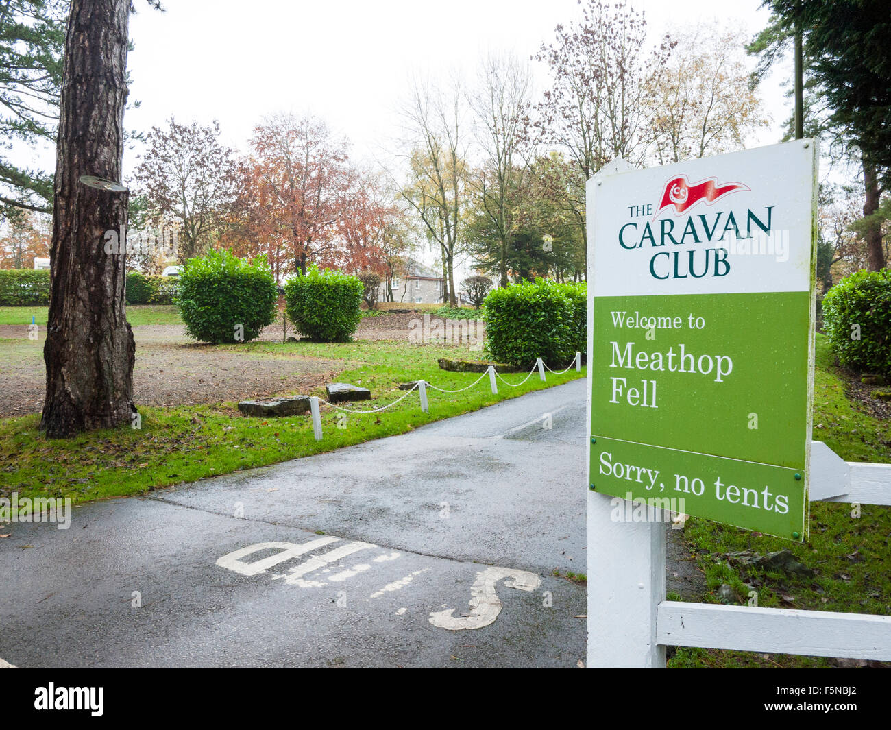 Entrance to Meathop Fell campsite in GrangeoverSands Cumbria UK Stock