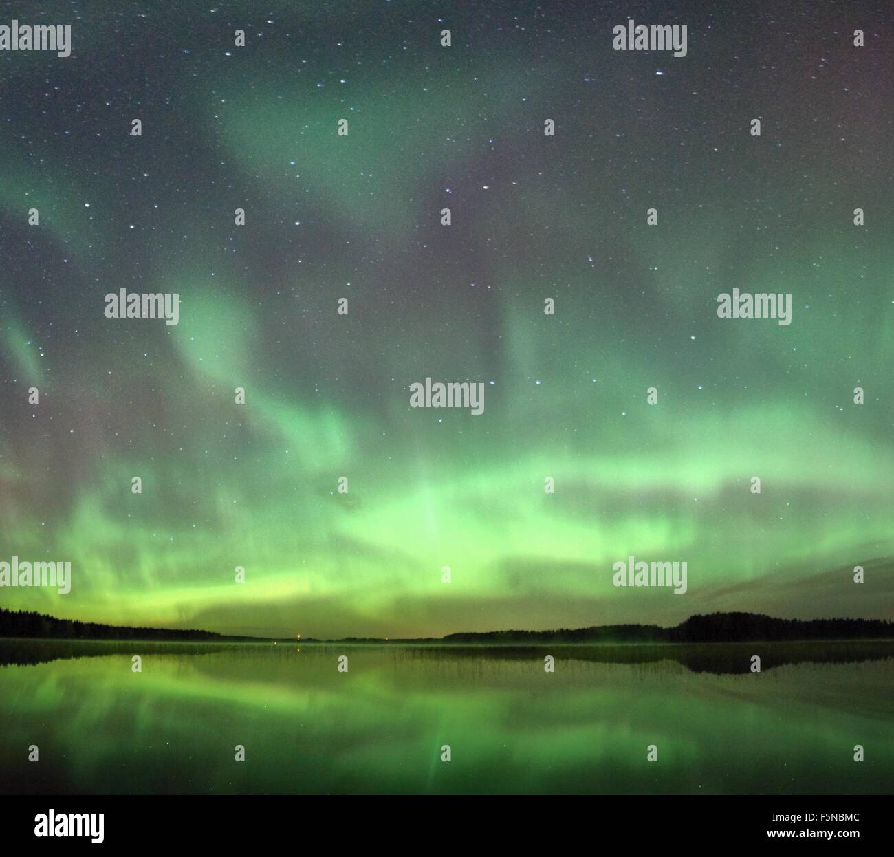 Northern lights (Aurora Borealis) in the night sky over a beautiful ...