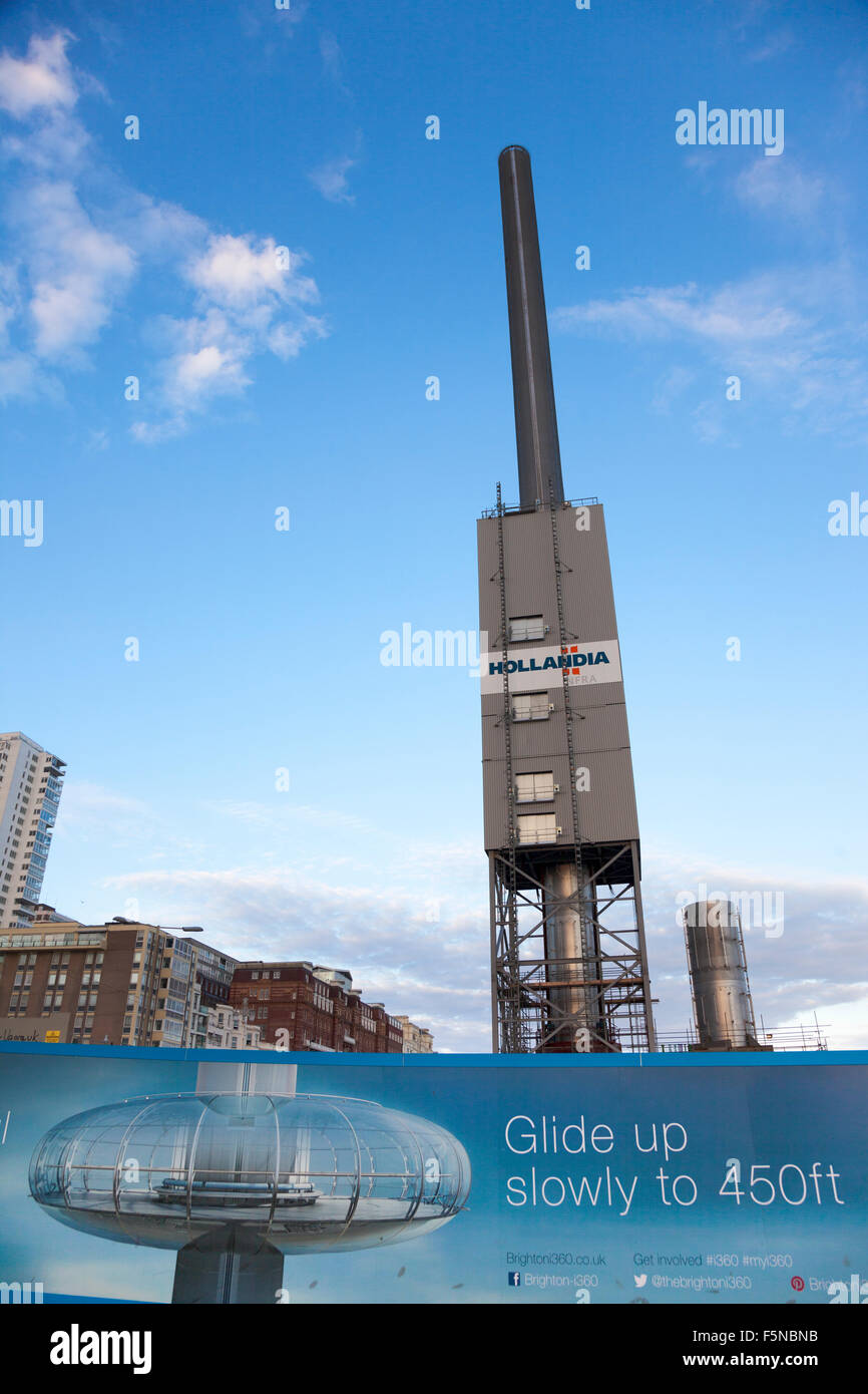 15th August 2015 - Brighton i360 Observation Tower in the process of being built - Brighton, UK Stock Photo