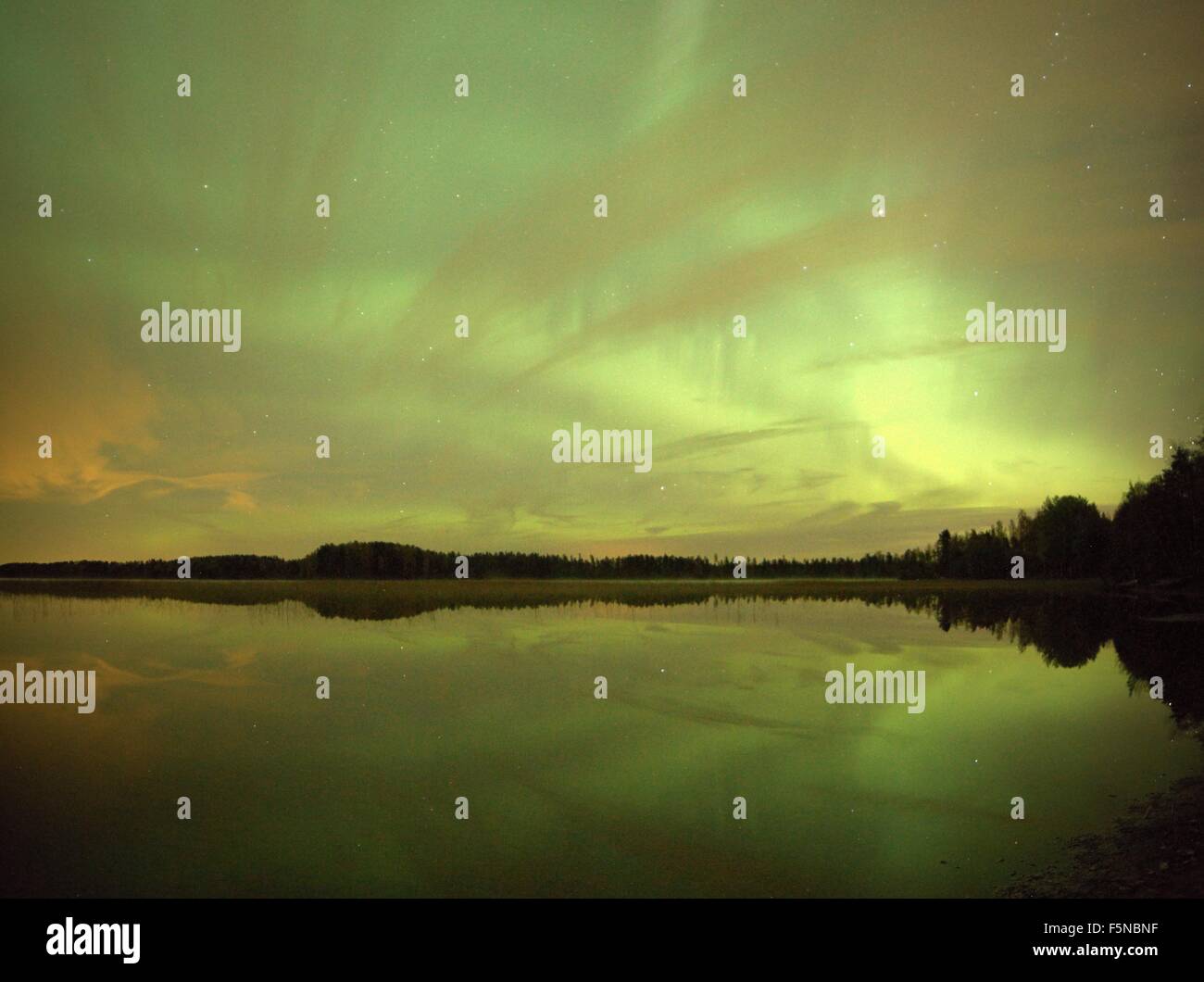 Northern lights (Aurora Borealis) in the night sky over a beautiful ...