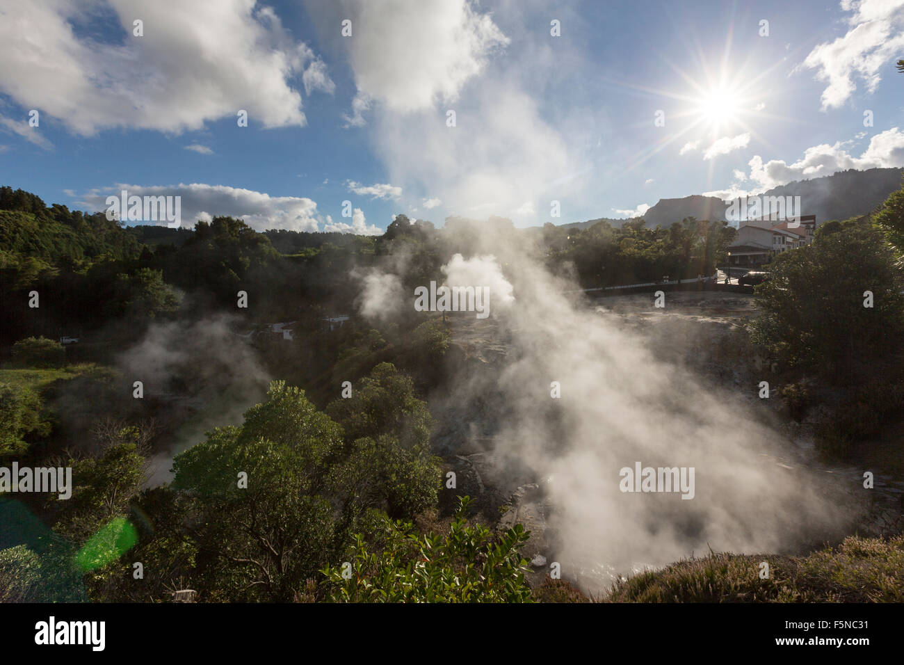 Portugal hot springs fountain pouring hot spring water hi-res stock ...