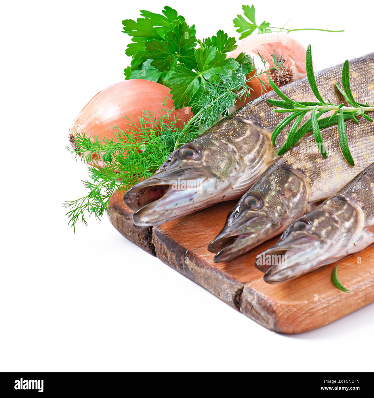 Pike raw fish preparation to baking in the kitchen Stock Photo