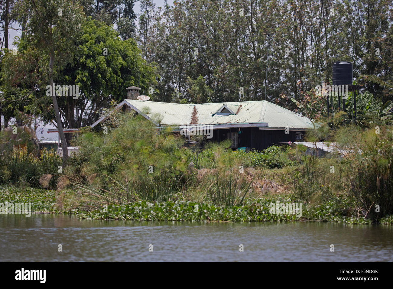 Flower farm house on shores of Lake Naivasha Kenya Stock Photo