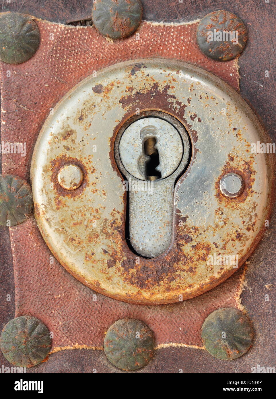 old rusted door lock front Stock Photo Alamy