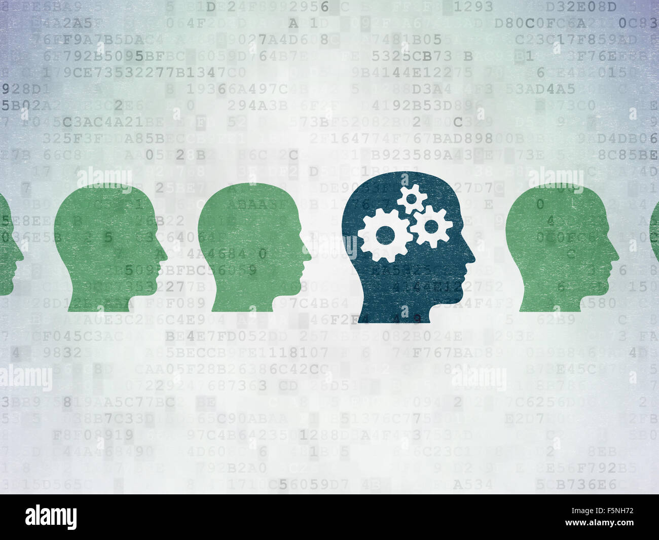 Learning concept: head with gears icon on Digital Paper background ...