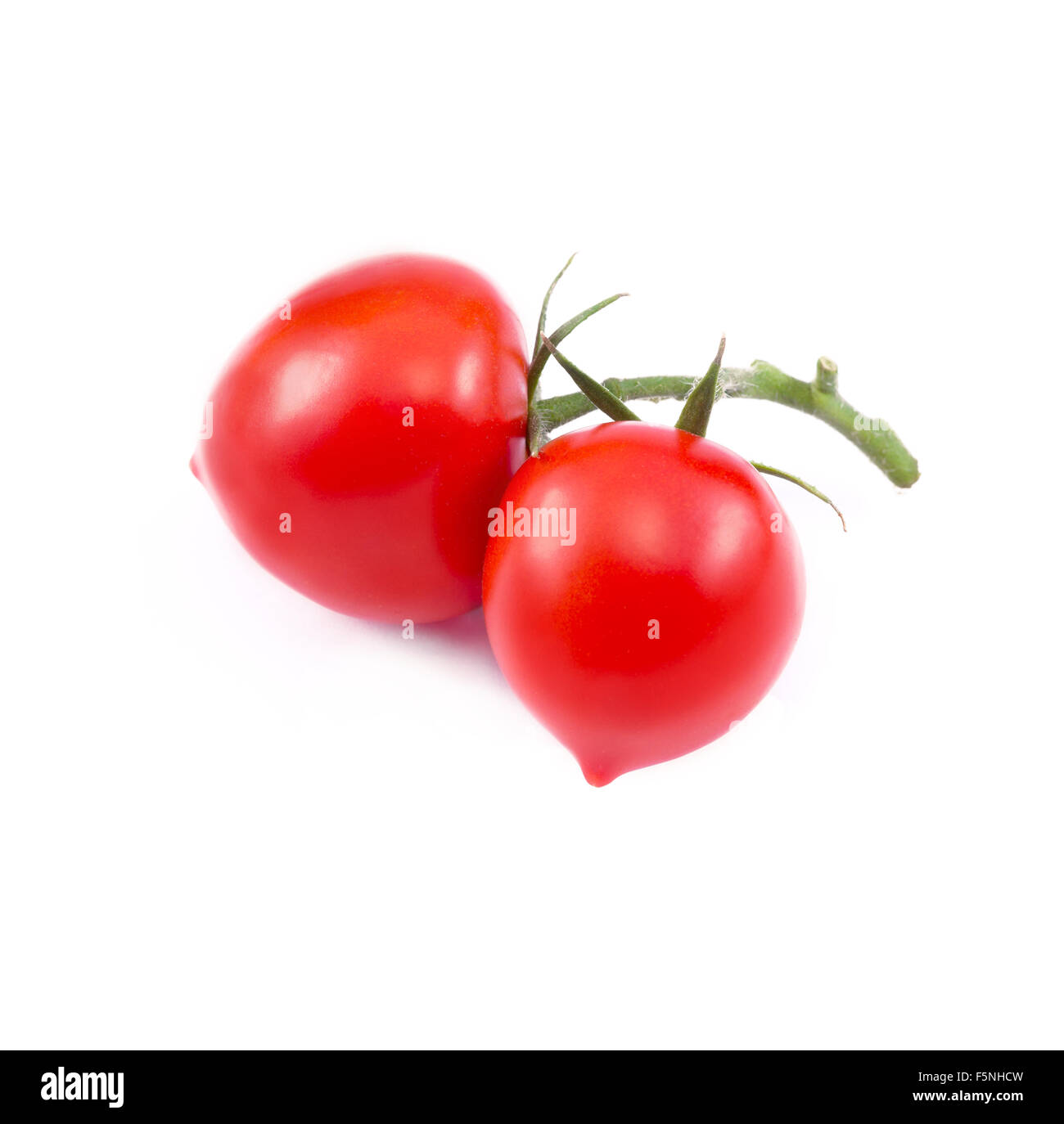 red little  tomatoes called pachino on white background Stock Photo