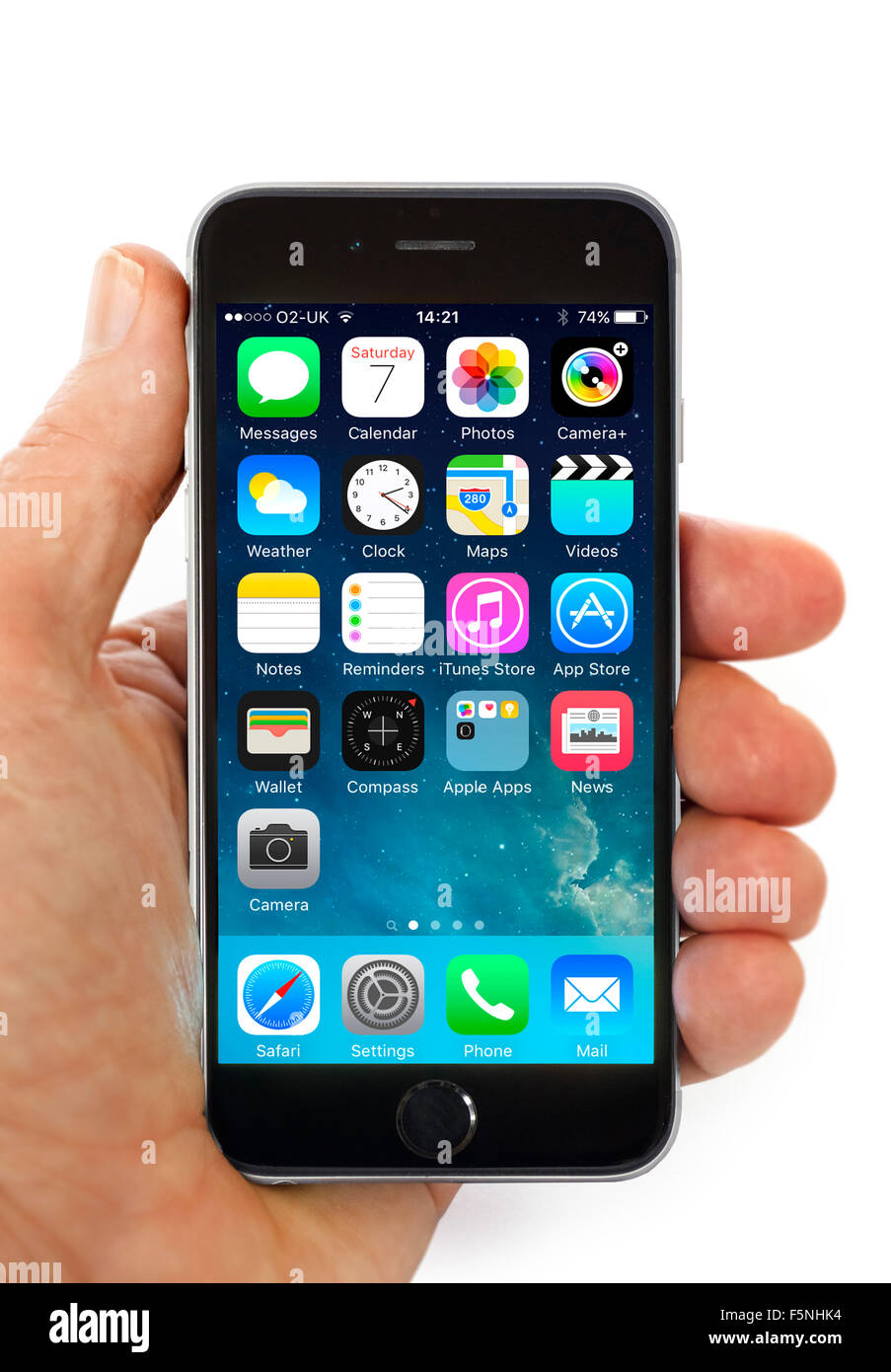 Home screen on Apple iPhone 6 Stock Photo
