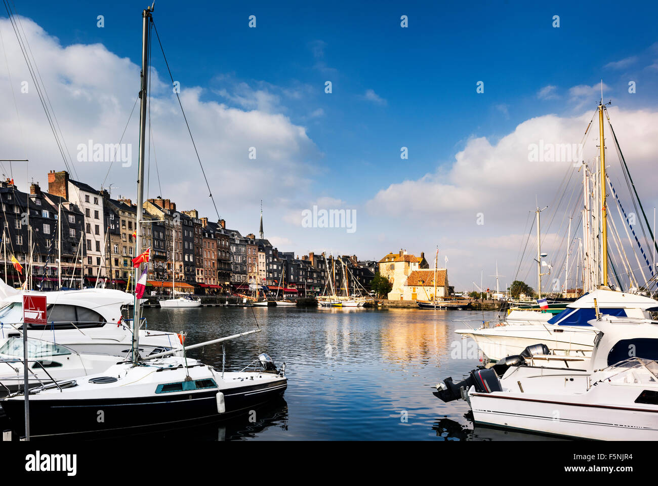 Honfleur famous village harbor skyline and water. Normandy, France, Europe Stock Photo