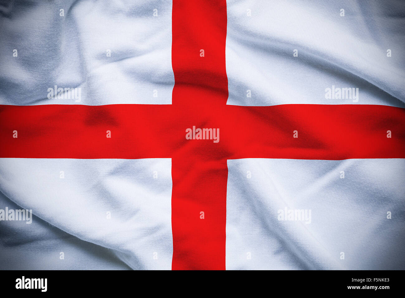 Wavy and rippled national flag of England background. Stock Photo
