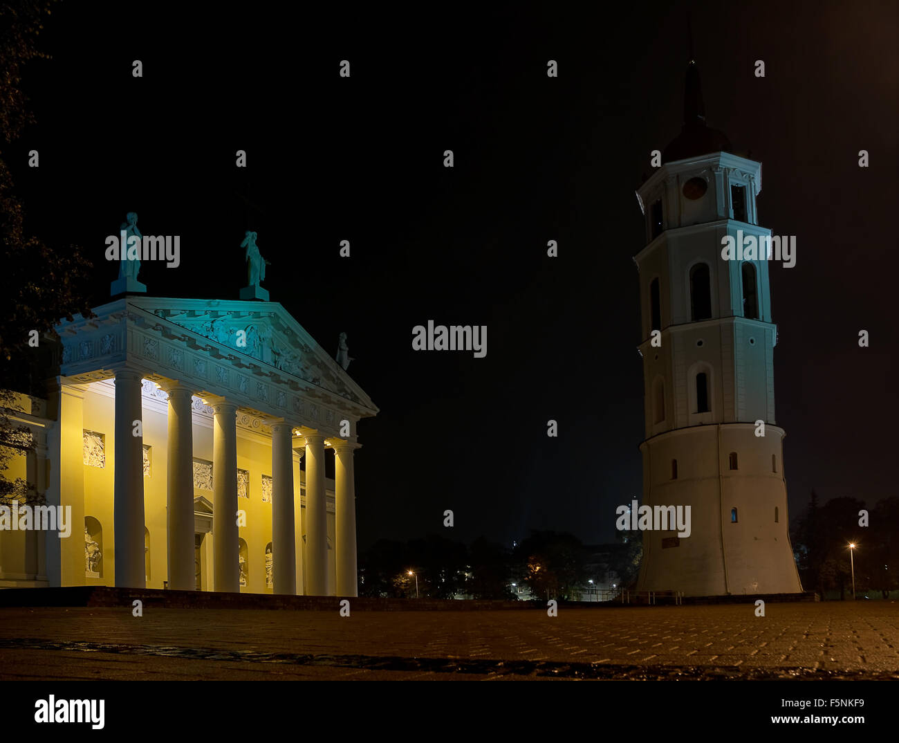 Cathedral of Vilnius in the night Stock Photo