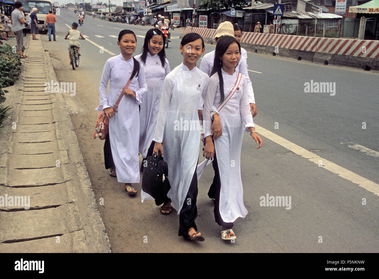 Vietnam, School Girls in Uniform, Saigon, (Ho Chi Minh Stock Photo - Alamy