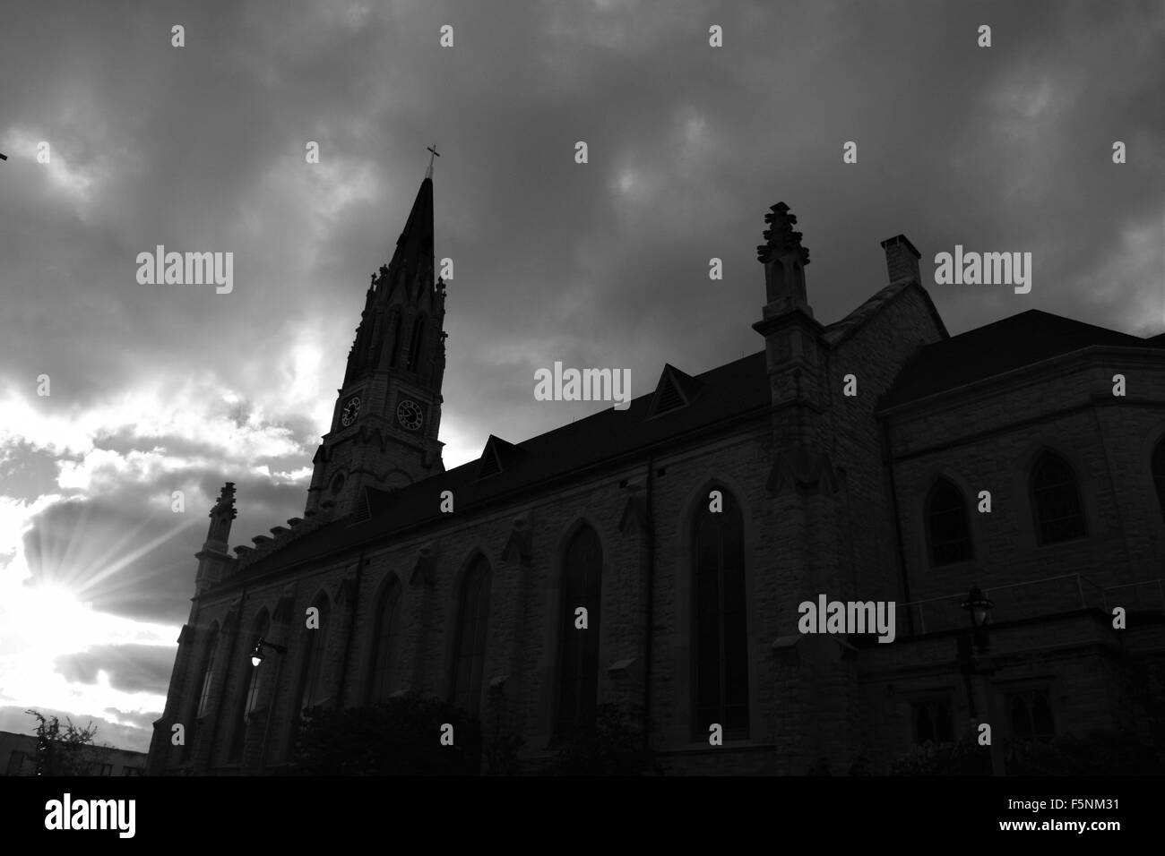 Black and white church Stock Photo