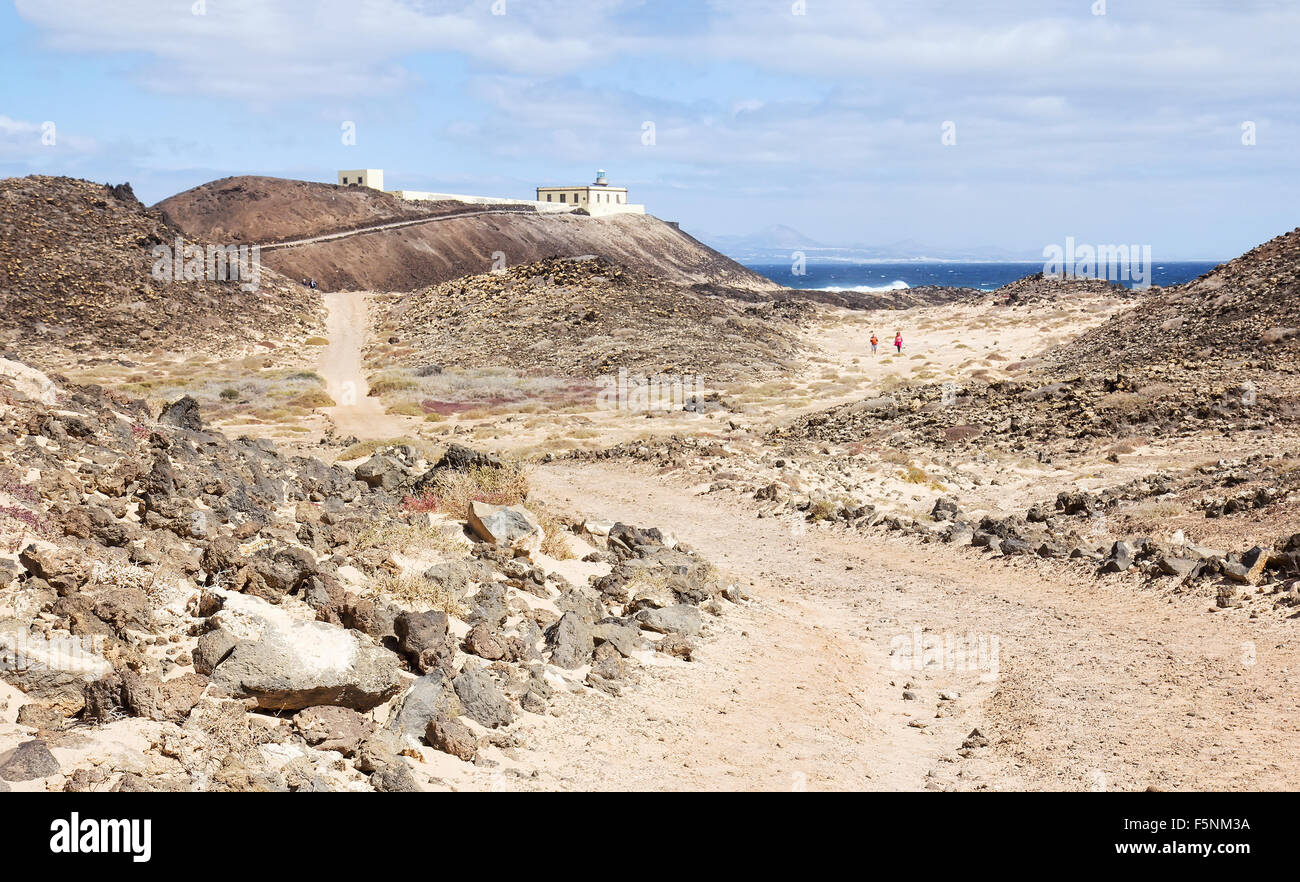 Punta Martino lighthouse on the island of Lobos in Fuerteventura, Spain Stock Photo
