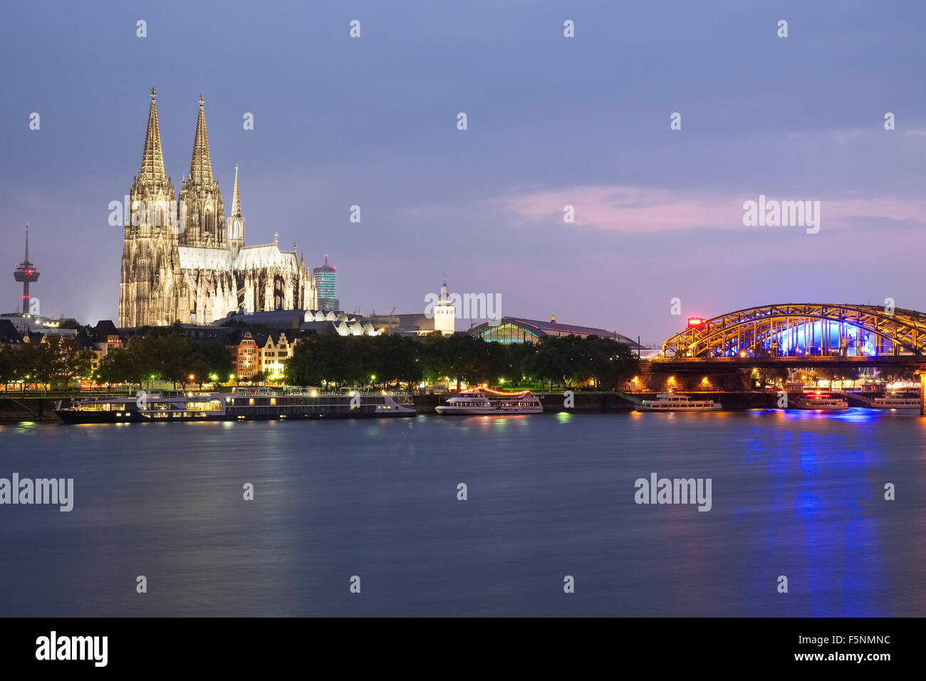 Cologne Cathedral at Dusk in Germany Stock Photo