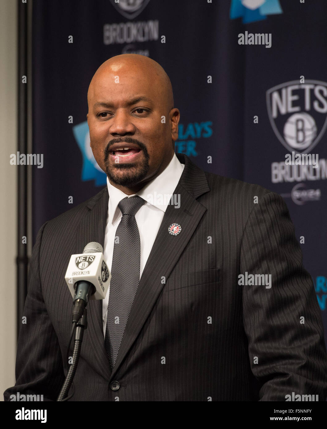 New York, NY, USA. 6th Nov, 2015. Nets GM BILLY KING speaks as the Brooklyn Nets announce they