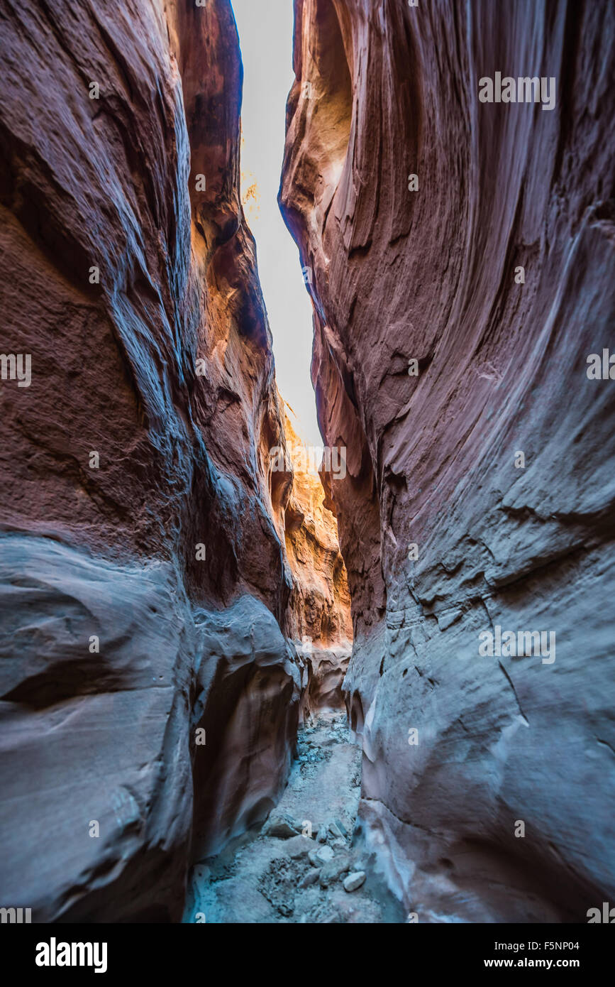 Small Narrow Slot Canyon near Peekaboo Utah USA Stock Photo