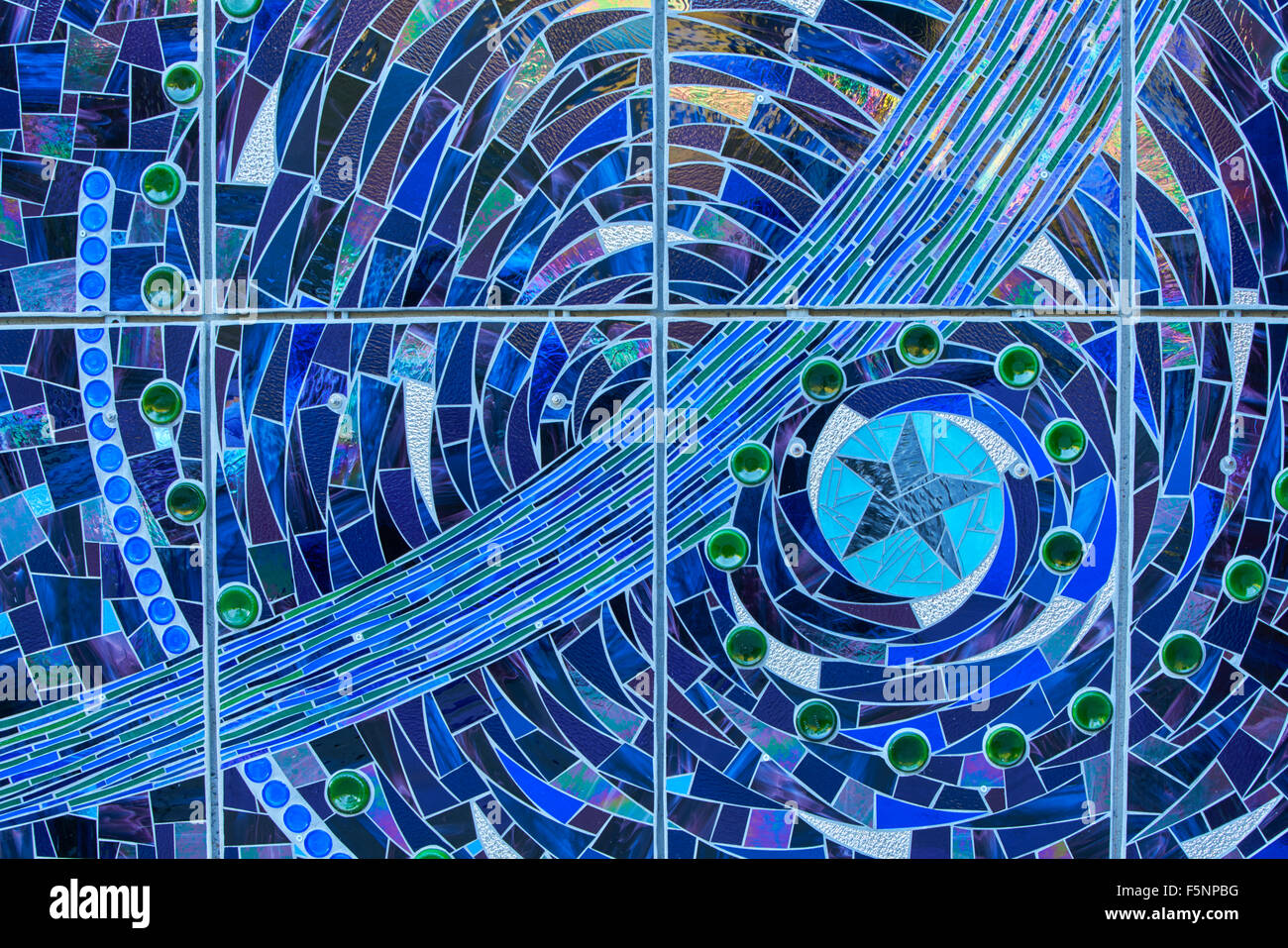 Stained glass detail from the facade of the American Visionary Art
