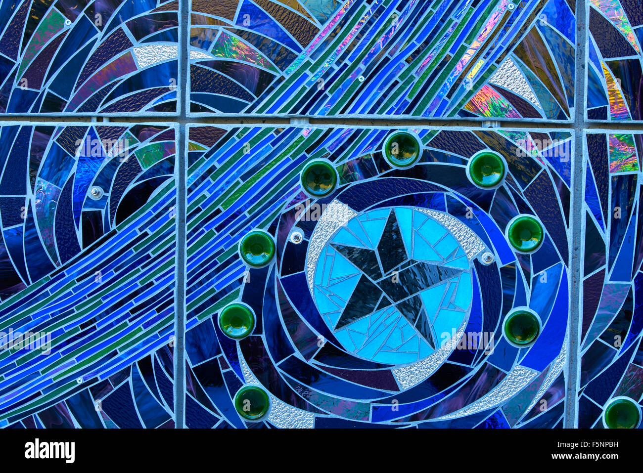 Stained glass detail from the facade of the American Visionary Art