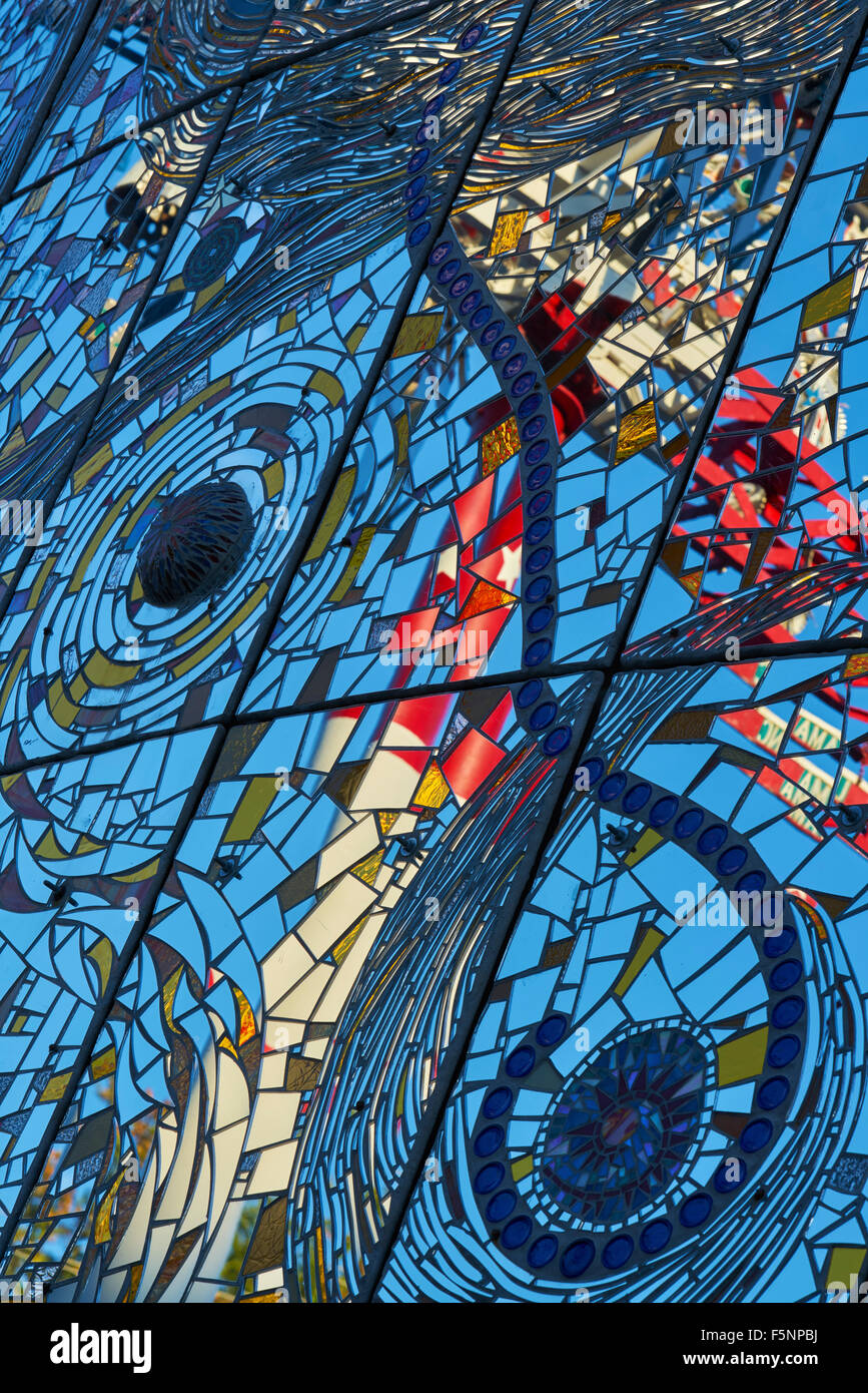Stained glass detail from the facade of the American Visionary Art