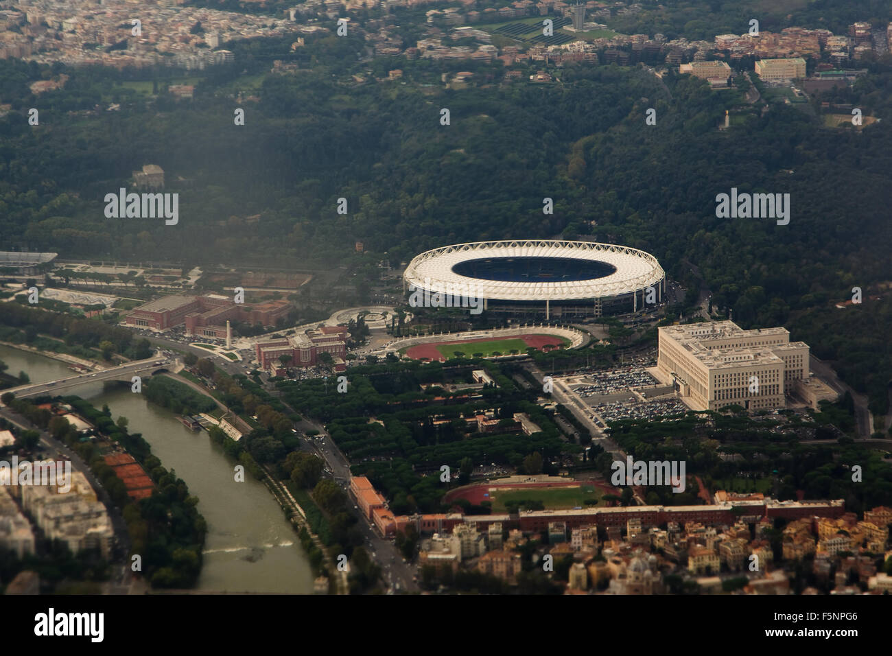 Aerial view of Rome: Olympic stadium Stock Photo