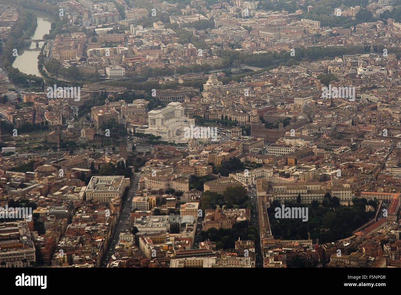 Aerial view of Rome: altar of Fatherland Stock Photo