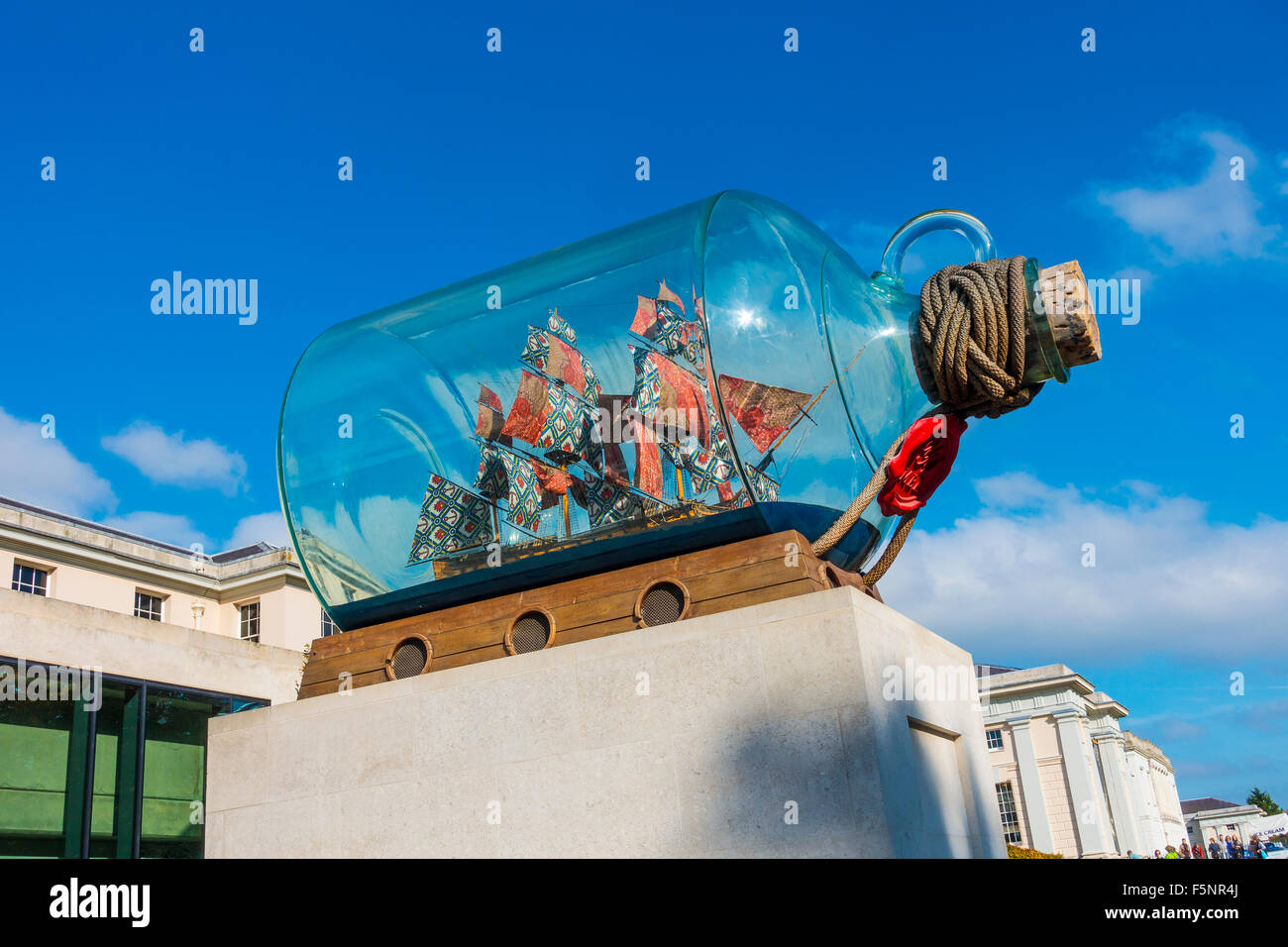 Nelson's Ship in a Bottle by Yinka Shonibare National Maritime Museum Greenwich Park London by Yinka Shonibare National Maritime Stock Photo