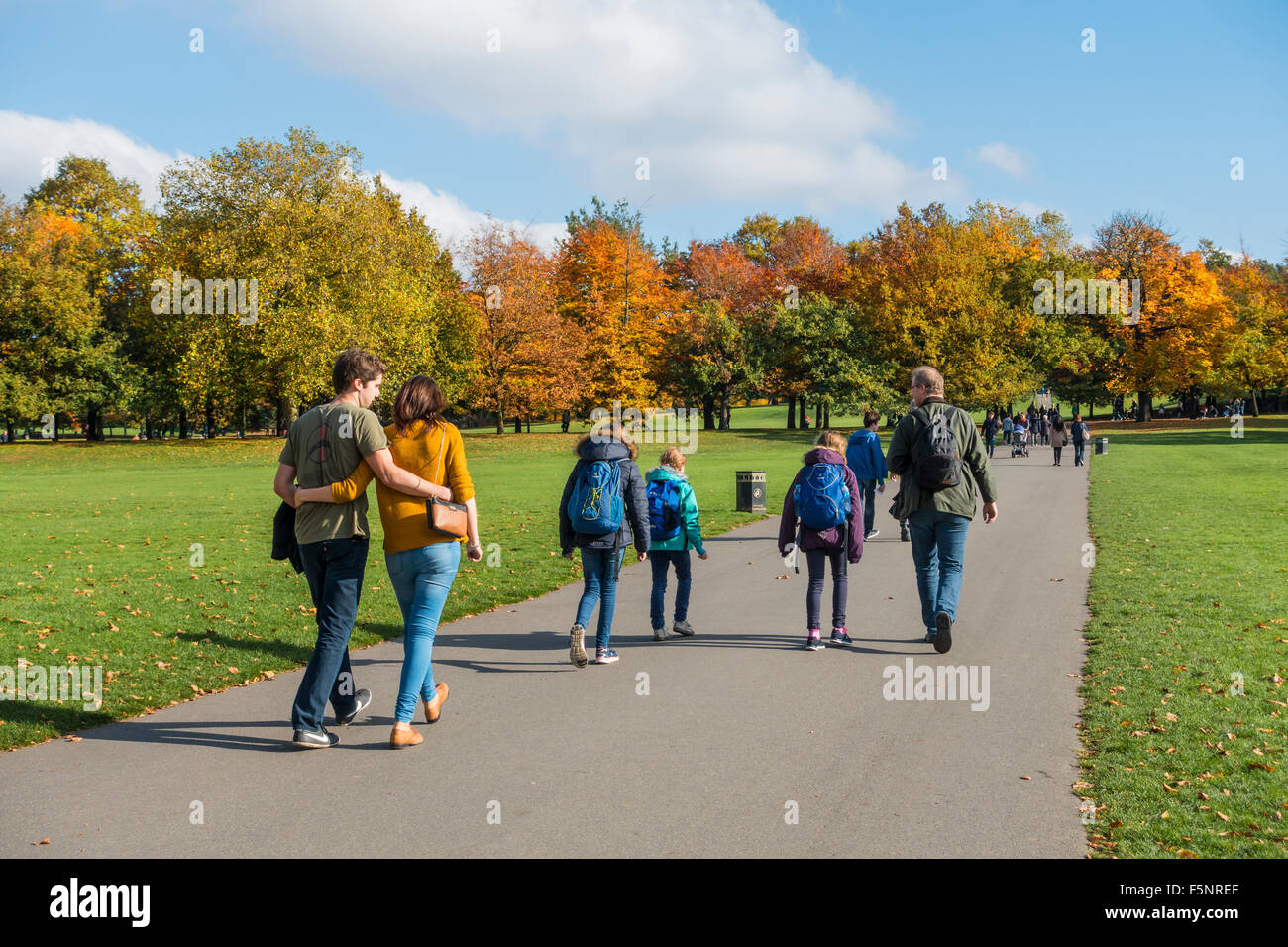 Walking in the Autumn Colours in Greenwich Park London Stock Photo