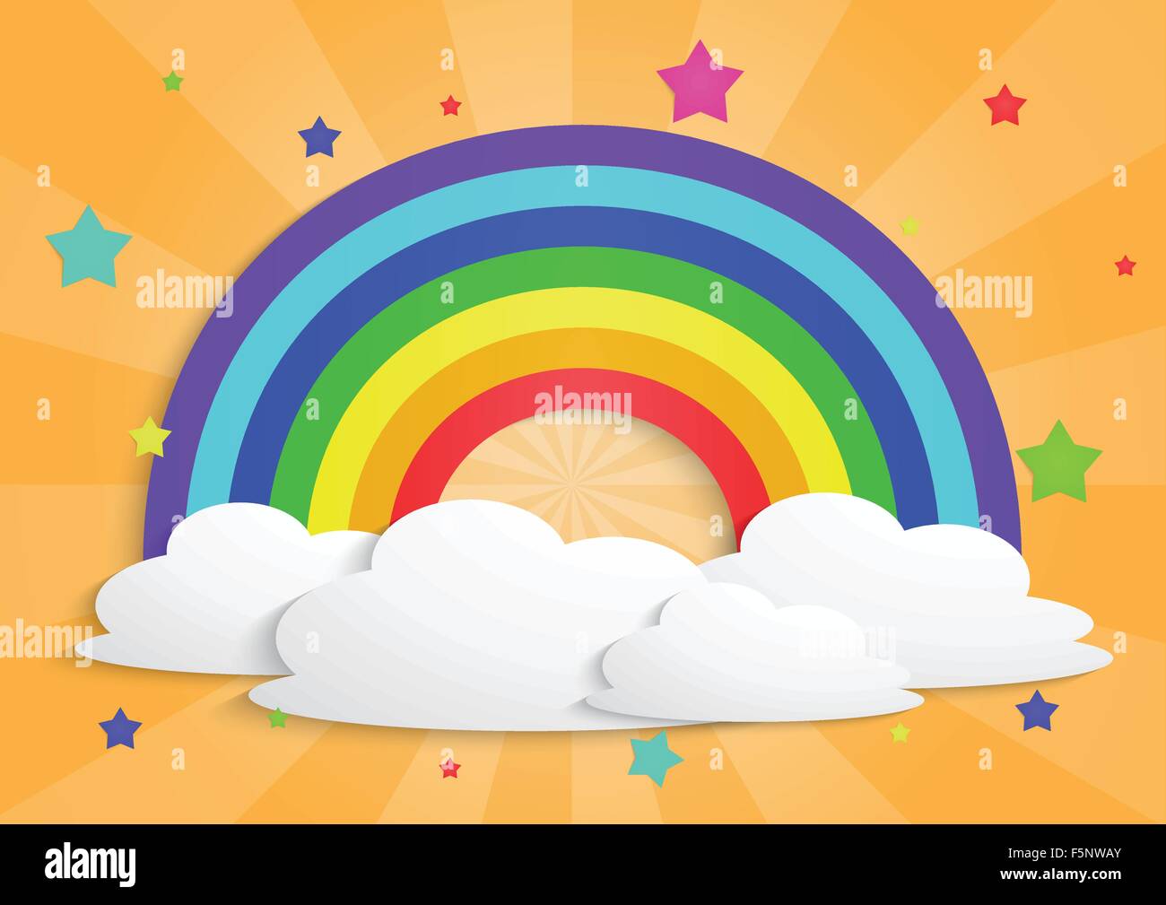Rainbow star and clouds background, VECTOR, EPS10 Stock Vector Image ...
