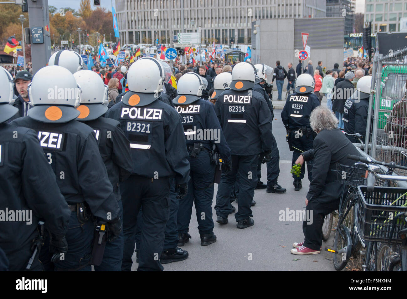 Berlin, Germany. 07th Nov, 2015. Demonstration by German party AfD in Berlin, Germany. Stock Photo