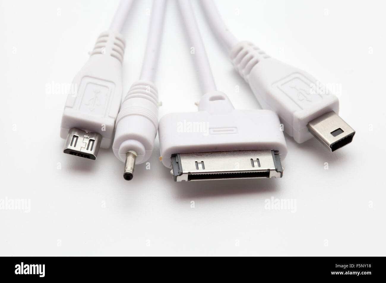 old standard phone connectors on white background Stock Photo